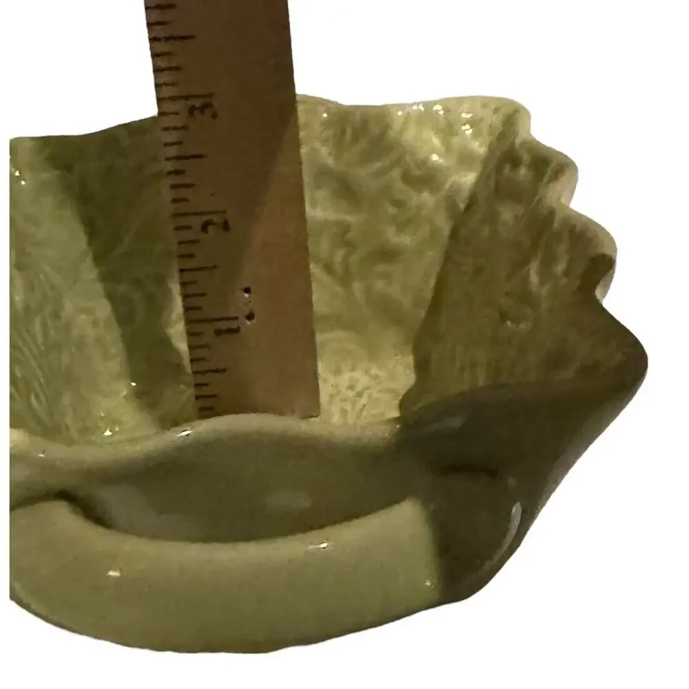 Candy Dish With Handles Textured Ceramic Green Kitchen Entertaining Dinner Party